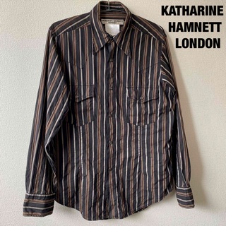 KATHARINE HAMNETT - KATHARINE HAMNETT LONDON ストライプ 長袖 シャツM