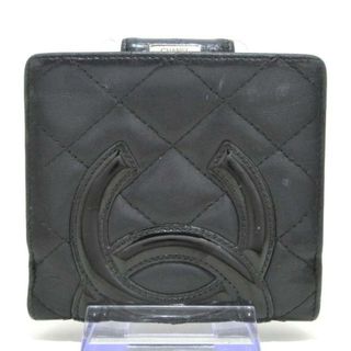 シャネル(CHANEL)のCHANEL(シャネル) 2つ折り財布 カンボンライン 黒 がま口 ラムスキン×エナメル（レザー）(財布)