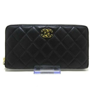 シャネル(CHANEL)のCHANEL(シャネル) 長財布 マトラッセ/CHANEL 19 黒 ラウンドファスナー/ゴールド金具 ラムスキン(財布)