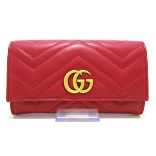 グッチ(Gucci)のGUCCI(グッチ) 長財布 GGマーモント 443436 レッド レザー(財布)