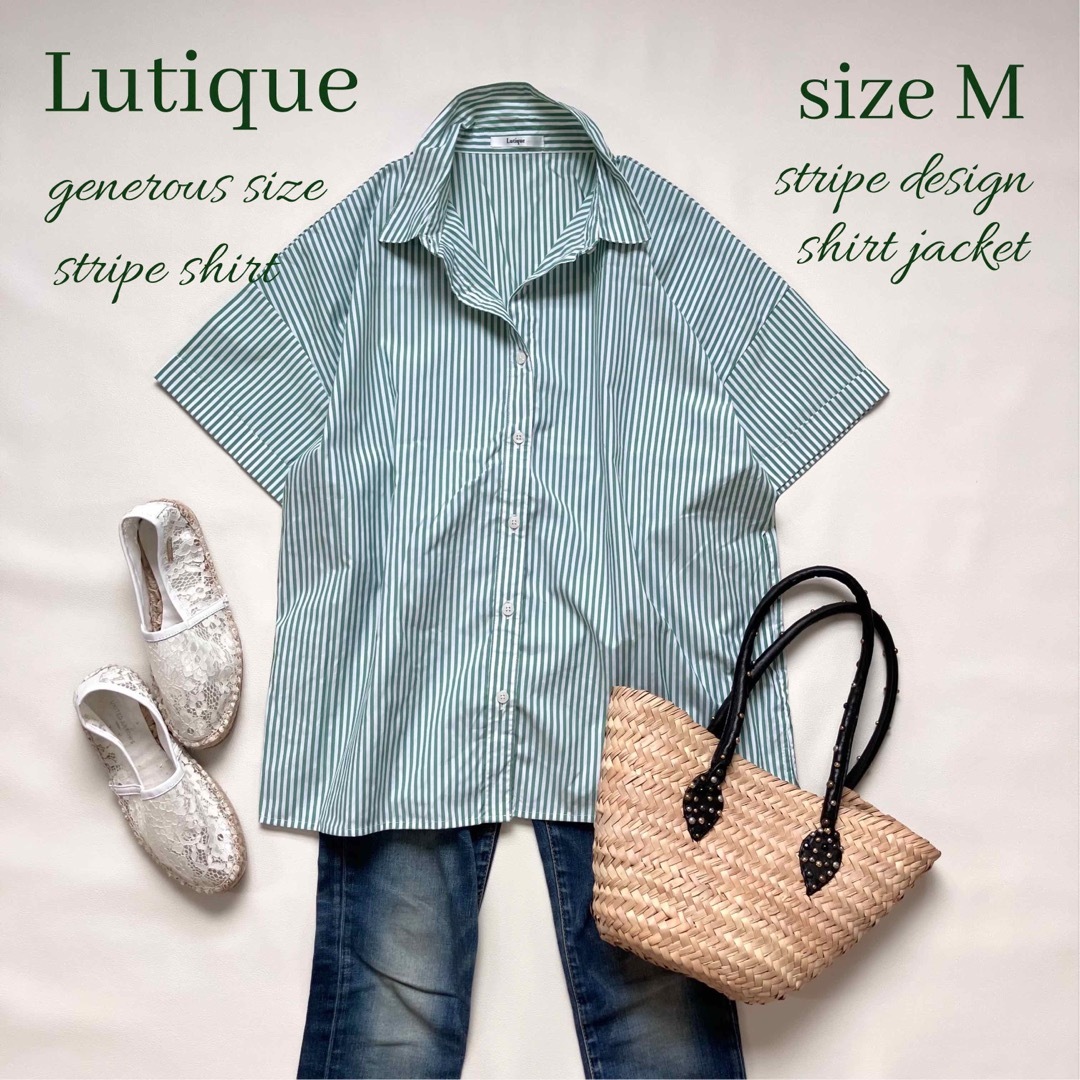 ◆美品◆大きいサイズ感◆Lutique◆ストライプ半袖ブラウス◆シャツジャケット レディースのトップス(シャツ/ブラウス(半袖/袖なし))の商品写真