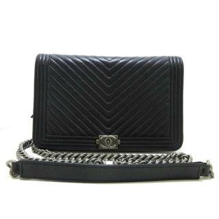 シャネル(CHANEL)のCHANEL(シャネル) 財布 ボーイシャネル/Vステッチ(シェブロン) A80287 黒 チェーンウォレット/ヴィンテージシルバー金具 キャビアスキン(財布)