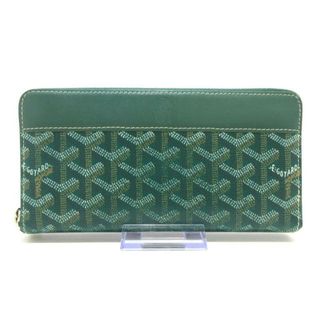 GOYARD - GOYARD(ゴヤール) 長財布 マティニョン グリーン×白×ベージュ ラウンドファスナー コーティングキャンバス×レザー