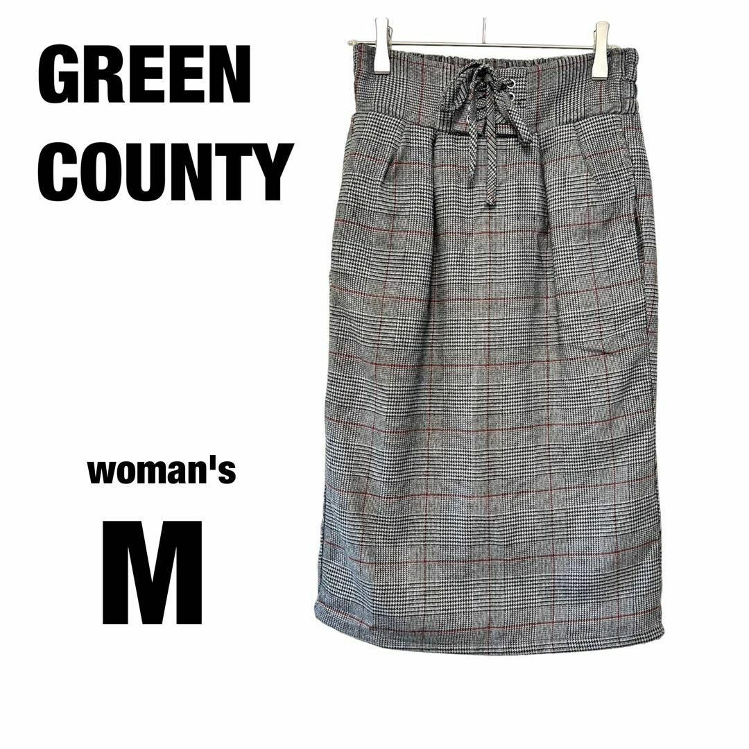 【GREEN COUNTY】グリーンカウンティ タイトスカート チェック【M】 レディースのスカート(ひざ丈スカート)の商品写真