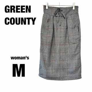 【GREEN COUNTY】グリーンカウンティ タイトスカート チェック【M】(ひざ丈スカート)