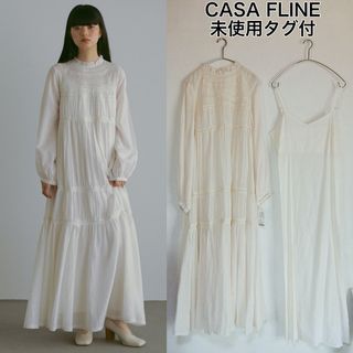 カーサフライン(CASA FLINE)の未使用タグ付　CASA FLINE　白　F　エンブロイダリーロングドレス(ロングワンピース/マキシワンピース)