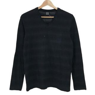 Calvin Klein - CalvinKlein(カルバンクライン) 長袖Tシャツ サイズM メンズ - 黒×ダークグレー Vネック