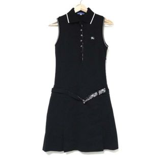 バーバリーブルーレーベル(BURBERRY BLUE LABEL)のBurberry Blue Label(バーバリーブルーレーベル) ワンピース サイズ38 M レディース - 黒×白 レギュラーカラー/ノースリーブ/ミニ(その他)