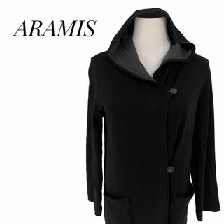 アラミス(Aramis)のARAMIS  アラミス　レディース　薄手コート　フード付き　ブラック　S(チェスターコート)