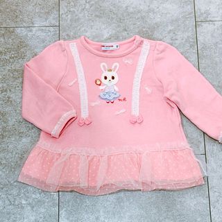 mikihouse - ミキハウス 長袖 チュニック ベビー 子供服 キッズ 80cm ピンク 美品