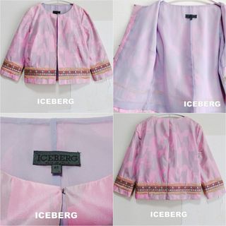 ICEBERG - 【ICEBERG】アイスバーグ 刺繍柄 総シルク ノーカラージャケット