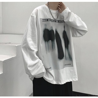 【セール中】ホワイト　XL　メンズ　長袖Tシャツ　ヒップホップ　白　ビッグロゴ(Tシャツ/カットソー(七分/長袖))