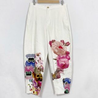 デシグアル(DESIGUAL)のDesigual(デシグアル) パンツ サイズXL レディース - 白×ピンク×マルチ フルレングス/花柄 綿、ポリウレタン(その他)