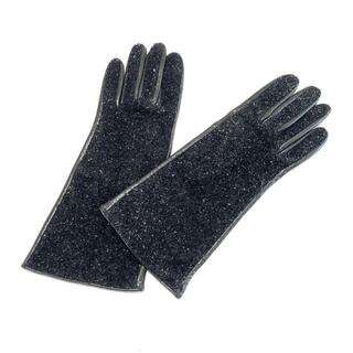 ERMANNO SCERVINO(エルマノシェルビーノ) 手袋 レディース - 黒 化学繊維×レザー(手袋)