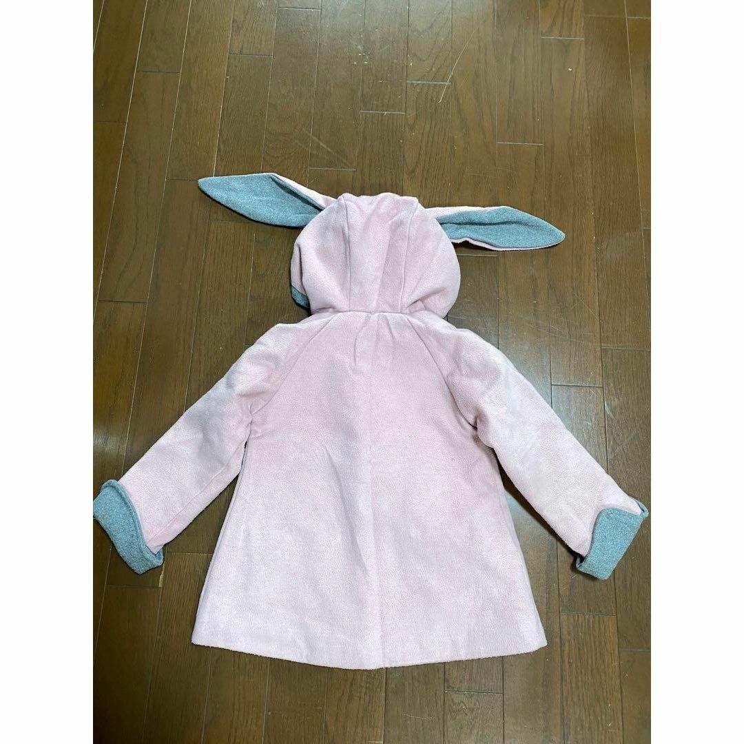 X5047 キッズ洋服　ウサ耳コート　100cm 女の子　ピンク キッズ/ベビー/マタニティのキッズ服女の子用(90cm~)(コート)の商品写真