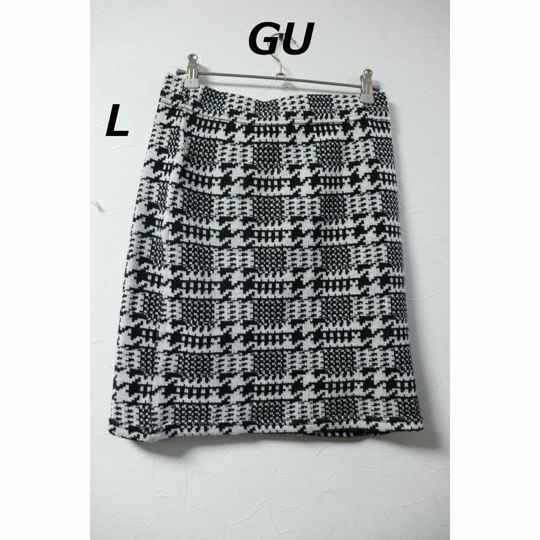 GU(ジーユー)のプロフ必読GUモノトーンネイティブスカート/ニットかわいい♪良品L レディースのスカート(ひざ丈スカート)の商品写真