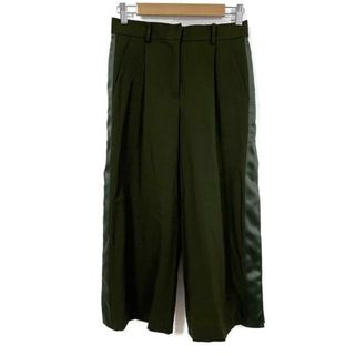 Sacai(サカイ) パンツ サイズ1 S レディース - 21-05793 ダークグリーン クロップド(半端丈)/サイドライン/スナップボタン ウール