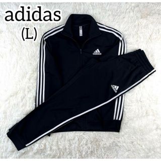 アディダス(adidas)の美品✨アディダス　上下　セットアップ　ジャージ　ブラック　スリーライン　お洒落(ジャージ)