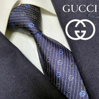 グッチ(Gucci)のグッチ ネクタイ ストライプ インターロッキング ハイブランド 高級シルク 光沢(ネクタイ)