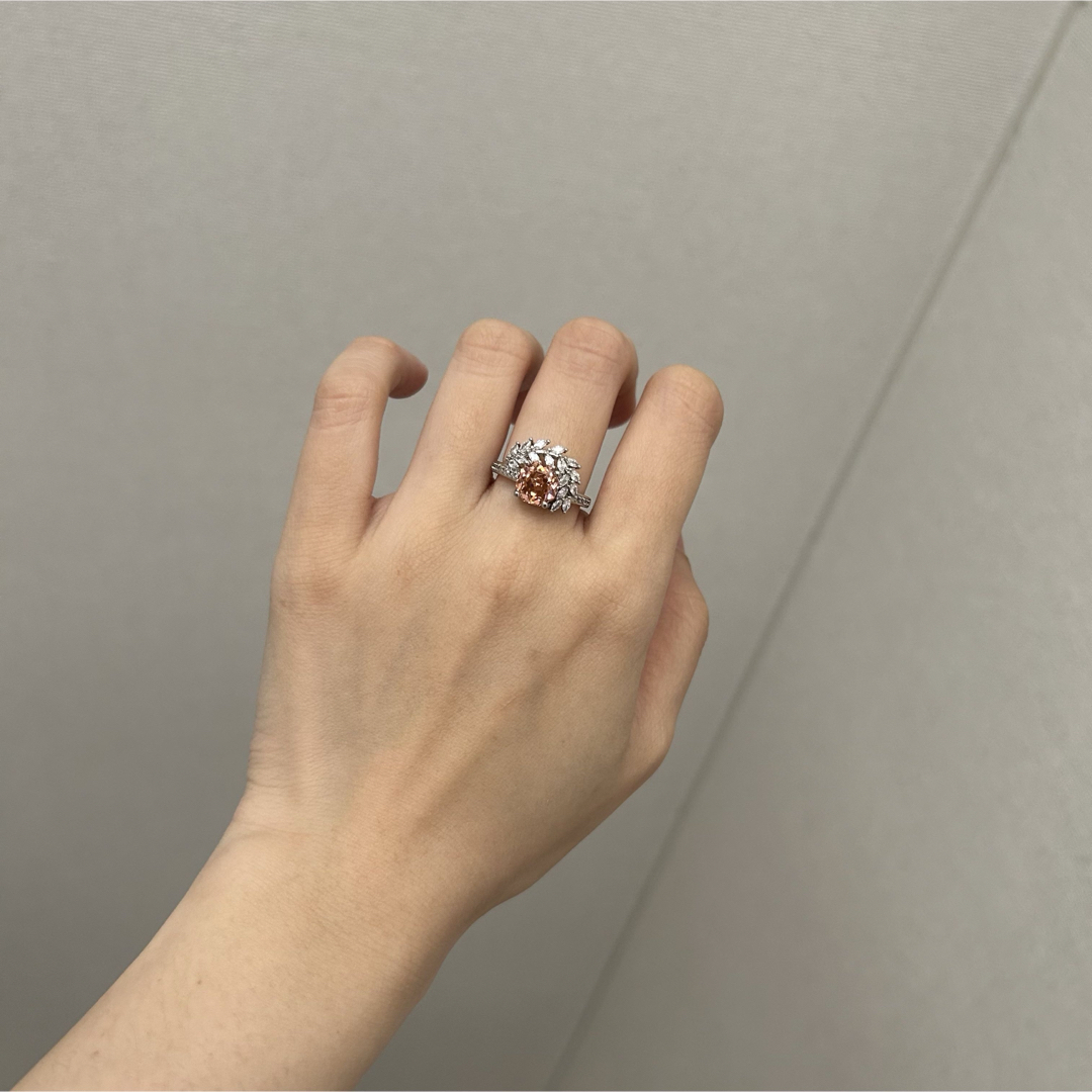 8号天然石  パパラチア サファイア 希少 ピンク オープンリング 指輪 レディースのアクセサリー(リング(指輪))の商品写真