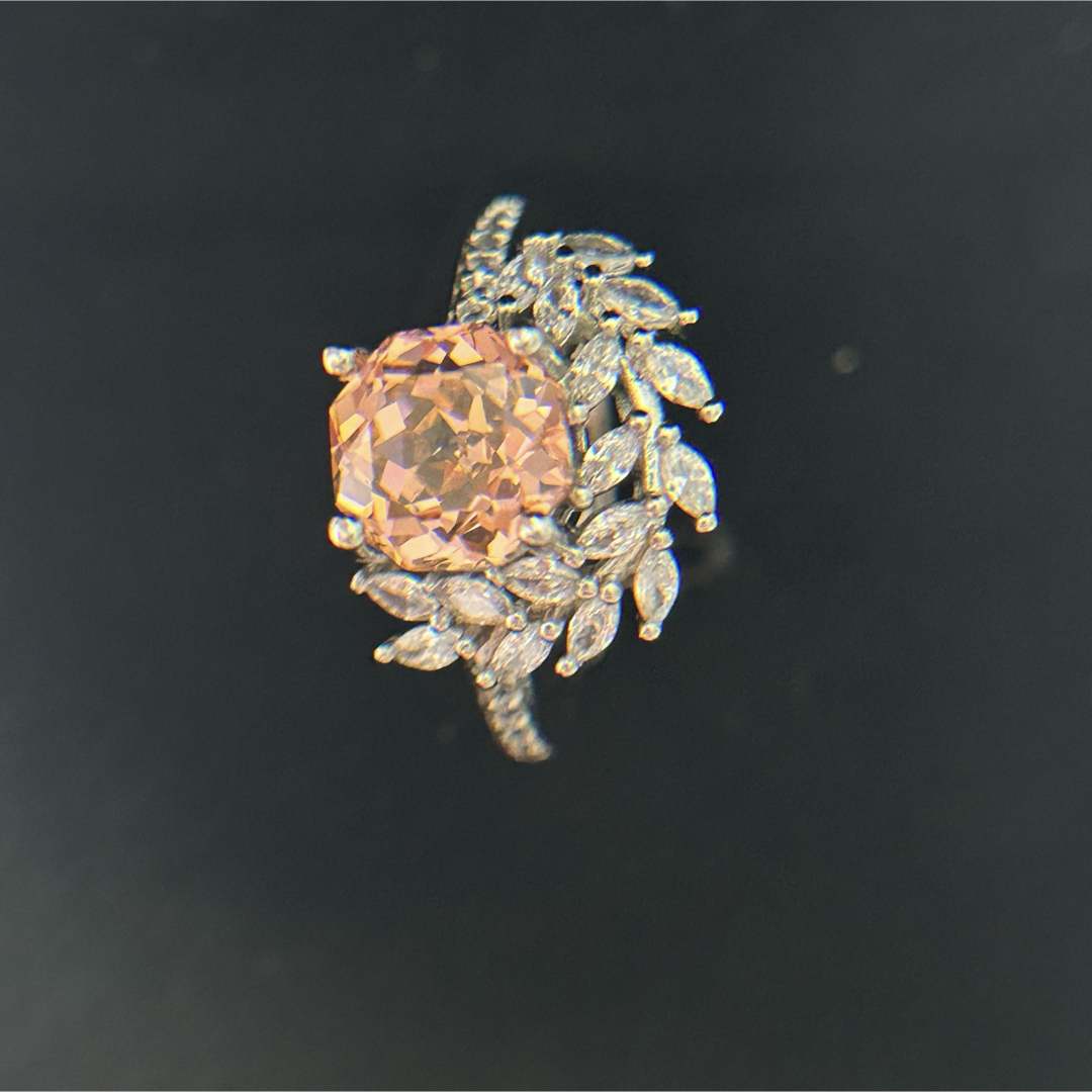 8号天然石  パパラチア サファイア 希少 ピンク オープンリング 指輪 レディースのアクセサリー(リング(指輪))の商品写真
