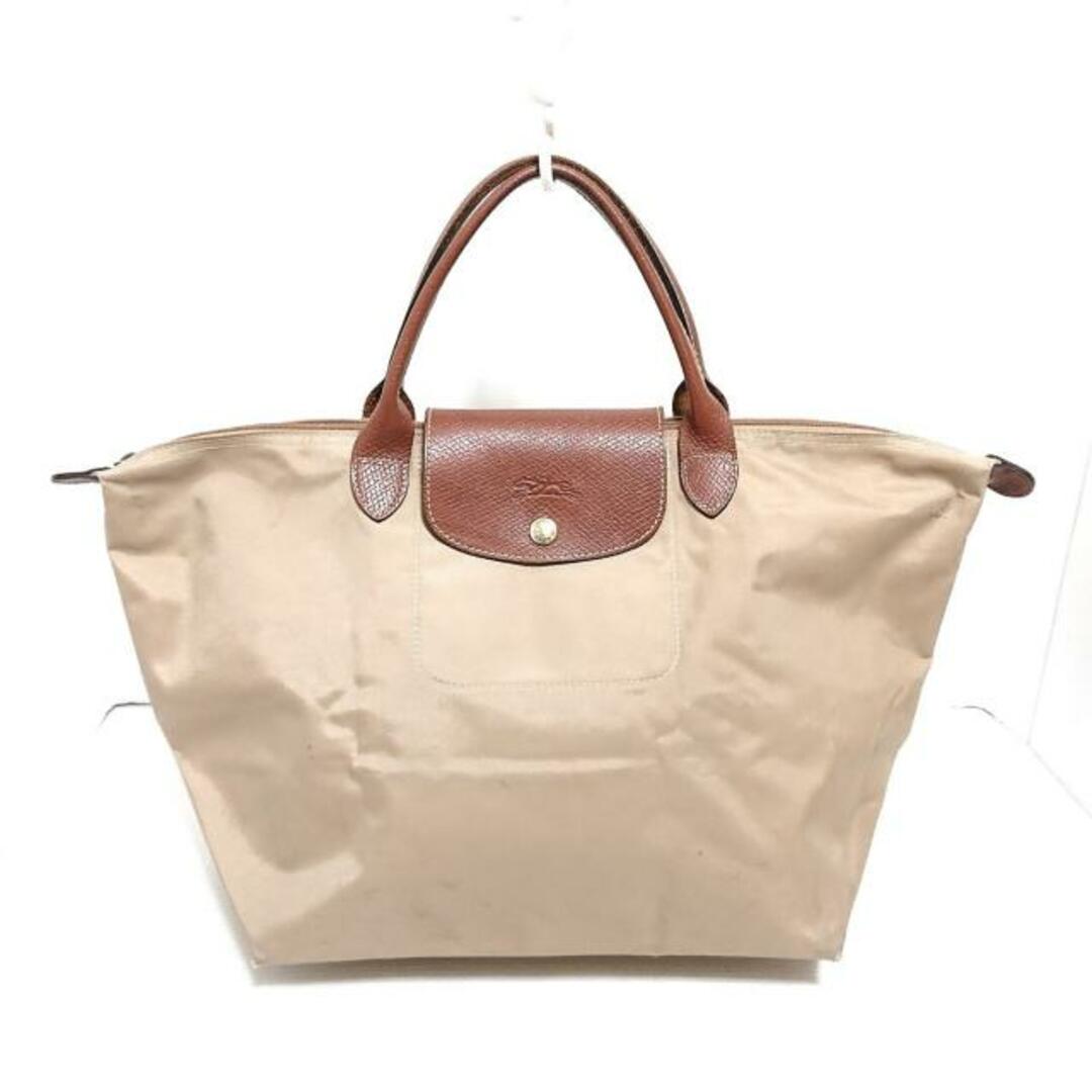 LONGCHAMP(ロンシャン)のLONGCHAMP(ロンシャン) ハンドバッグ ル・プリアージュオリジナル ベージュ×ブラウン ナイロン×レザー レディースのバッグ(ハンドバッグ)の商品写真