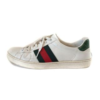 Gucci - GUCCI(グッチ) スニーカー 8 G メンズ - 386750 白×ダークグリーン×レッド シェリー(ウェブ) レザー