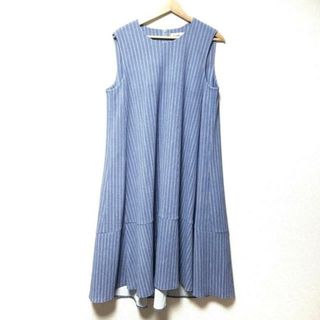 Leilian(レリアン) ワンピース サイズ13 L レディース美品  - ライトブルー×レッド ノースリーブ/マキシ丈/ストライプ