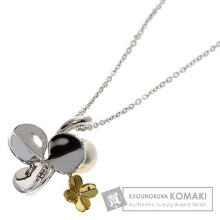 ミキモト(MIKIMOTO)のMIKIMOTO クローバー パール 真珠 ネックレス SV K18YG レディース(ネックレス)