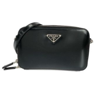 プラダ(PRADA)のPRADA(プラダ) ショルダーバッグ プラダ ブリック ブラッシュドレザー バッグ 2VH173 黒 ラウンドファスナー/ミニサイズ ブラッシュドレザー(ショルダーバッグ)