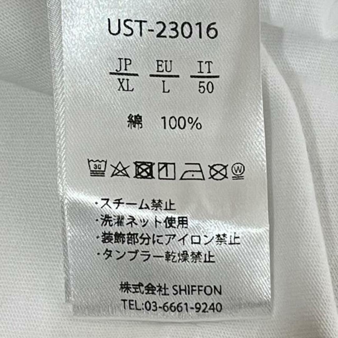 1piu1uguale3(ウノピゥウノウグァーレトレ)の1 piu 1 uguale 3(ウノ ピュ ウノ ウグァーレ トレ) 半袖Tシャツ サイズXL レディース美品  - 白×黒×グレー クルーネック レディースのトップス(Tシャツ(半袖/袖なし))の商品写真