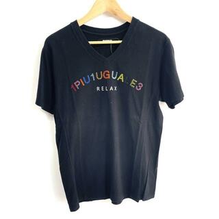 ウノピゥウノウグァーレトレ(1piu1uguale3)の1 piu 1 uguale 3(ウノ ピュ ウノ ウグァーレ トレ) 半袖Tシャツ サイズXL メンズ - 黒×白×マルチ Vネック/ラインストーン(Tシャツ/カットソー(半袖/袖なし))