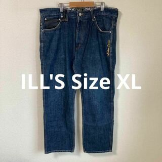 ILL'S イルズ　デニムパンツ　刺繍　アメカジ　ブルー　青　XL(デニム/ジーンズ)