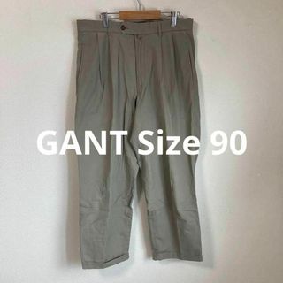 GANT ガント　パンツ　スラックス　タック　ベージュ　古着　90(スラックス)