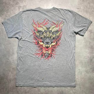 Tatoo タトゥーデザイン グレー プリントTシャツ US古着 アメカジ(Tシャツ/カットソー(半袖/袖なし))