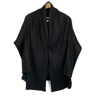 プリーツプリーズイッセイミヤケ(PLEATS PLEASE ISSEY MIYAKE)のPLEATS PLEASE(プリーツプリーズ) カーディガン サイズ3 L レディース新品同様  - 黒 長袖/プリーツ(カーディガン)