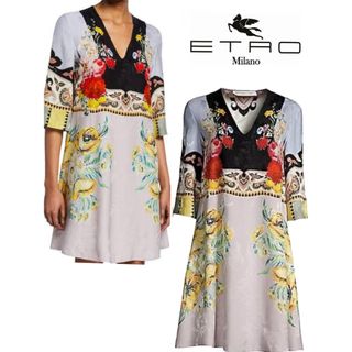 エトロ(ETRO)の格安セール☆極美品 ETRO エトロ 洗練 シルク 美人 春 ドレス チュニック(ひざ丈ワンピース)