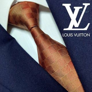 ルイヴィトン(LOUIS VUITTON)のルイヴィトン ネクタイ ダミエ モノグラム ロゴ ハイブランド 高級シルク 光沢(ネクタイ)