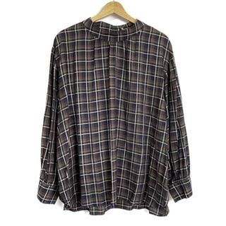 ニジュウサンク(23区)の23区(ニジュウサンク) チュニック サイズ50 XL レディース美品  - カーキ×ネイビー×マルチ ハイネック/長袖/チェック柄 テンセル(チュニック)