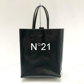 N゜21(ヌメロ ヴェントゥーノ) トートバッグ ロゴプリントショッパー 22EBP0178BS01 黒 ポリウレタン×ポリエステル×コットン