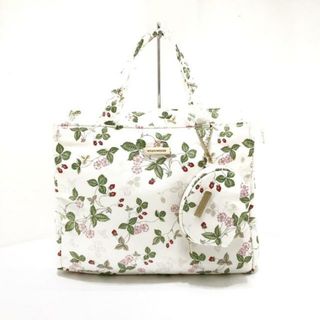 WEDG WOOD(ウェッジウッド) ハンドバッグ美品  ワイルドストロベリー アイボリー×グリーン×マルチ イチゴ ナイロン