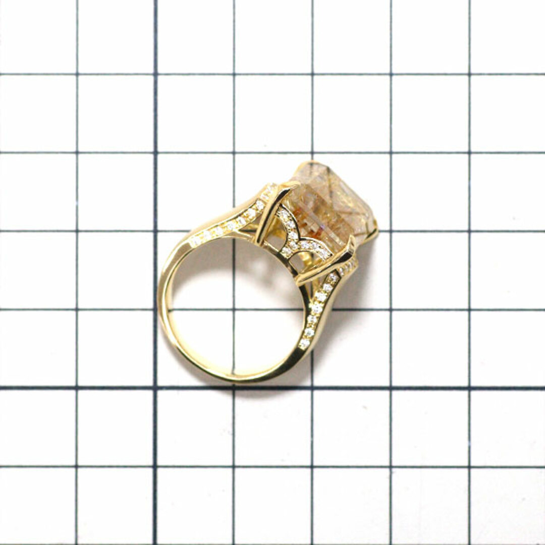 K18YG ルチルクオーツ ダイヤモンド リング 11.54ct D0.35ct レディースのアクセサリー(リング(指輪))の商品写真