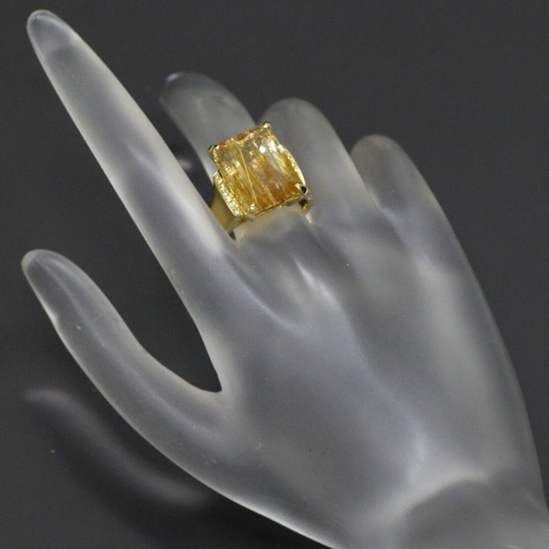 K18YG ルチルクオーツ ダイヤモンド リング 11.54ct D0.35ct レディースのアクセサリー(リング(指輪))の商品写真