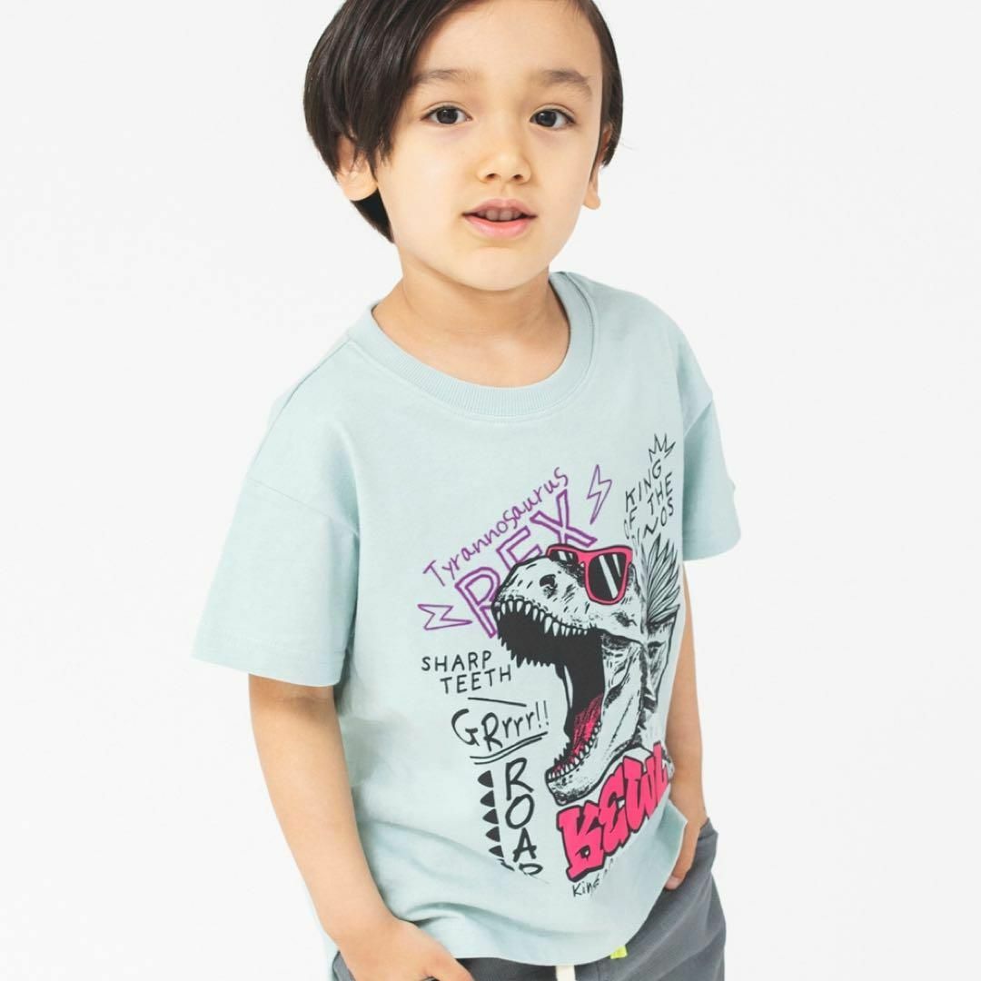 Branshes(ブランシェス)の新品　branshes T-REX半袖Tシャツ　子供服　恐竜　ブルー　90cm キッズ/ベビー/マタニティのキッズ服男の子用(90cm~)(Tシャツ/カットソー)の商品写真