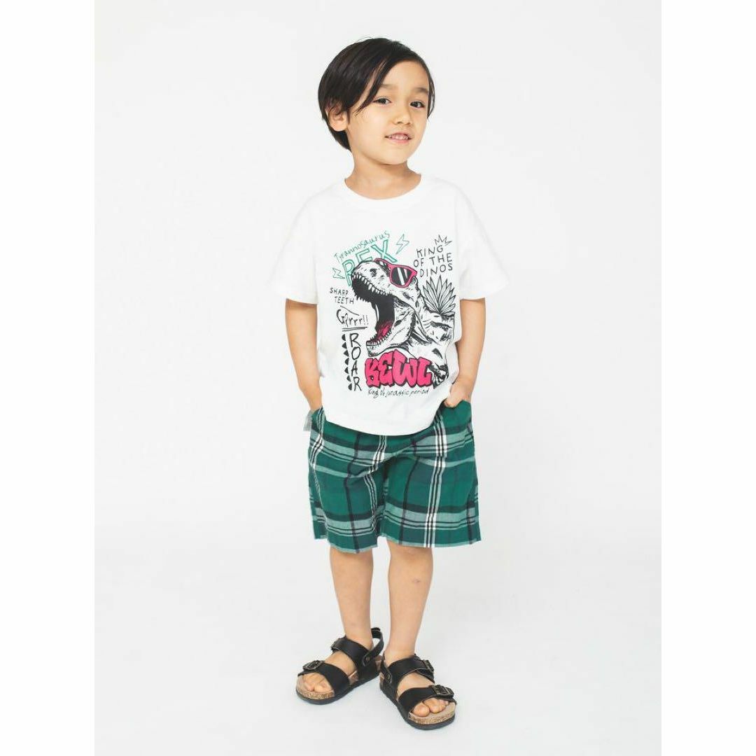 Branshes(ブランシェス)の新品　branshes T-REX半袖Tシャツ　子供服　恐竜　ホワイト　90cm キッズ/ベビー/マタニティのキッズ服男の子用(90cm~)(Tシャツ/カットソー)の商品写真