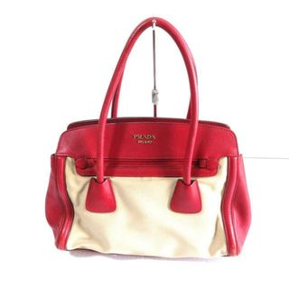 プラダ(PRADA)のPRADA(プラダ) トートバッグ - BN2595 レッド×ベージュ 革タグ レザー×キャンバス(トートバッグ)