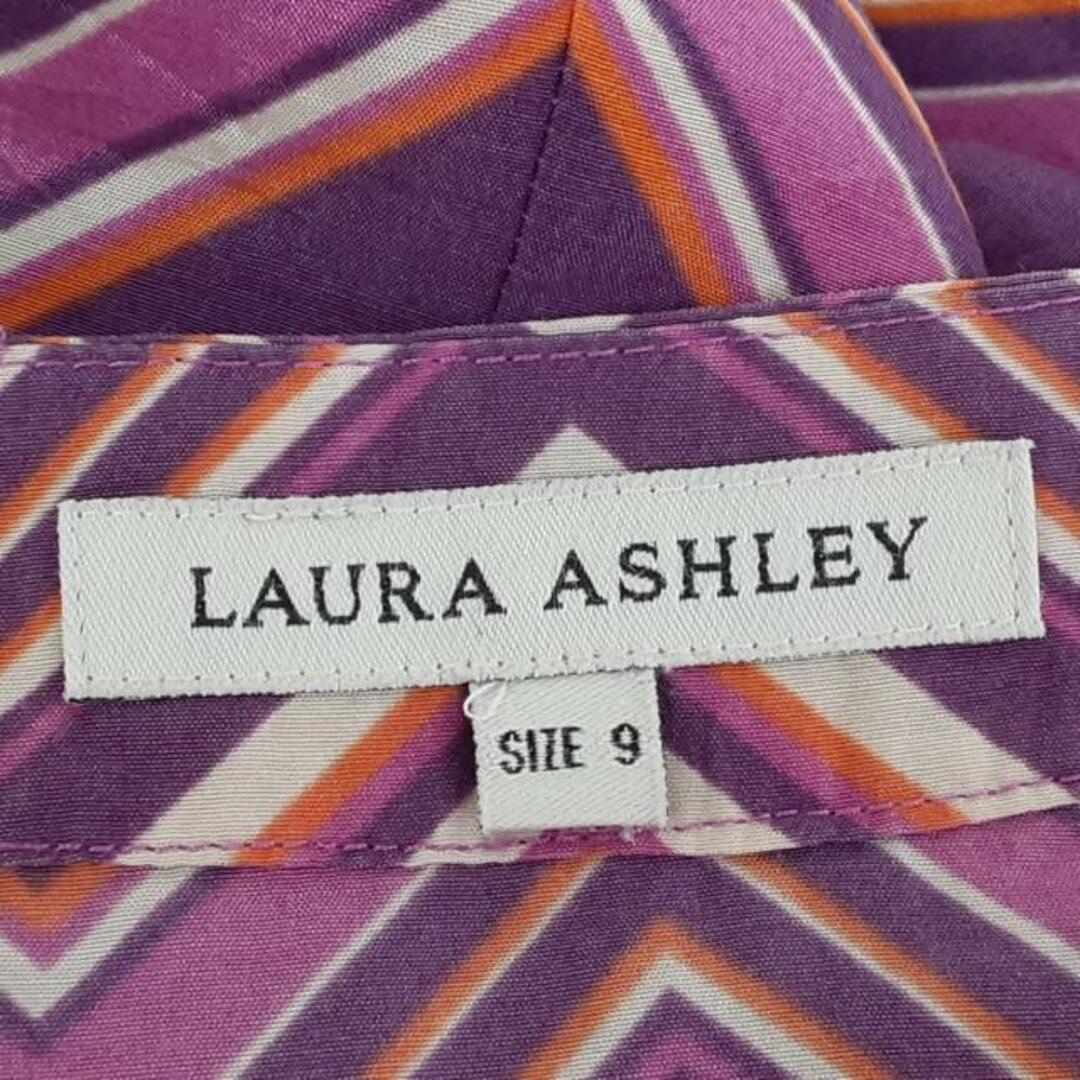 LAURA ASHLEY(ローラアシュレイ)のLAURAASHLEY(ローラアシュレイ) ワンピース サイズ9 M レディース美品  - ピンク×パープル×マルチ 長袖/ひざ丈/シャツワンピ レディースのワンピース(その他)の商品写真