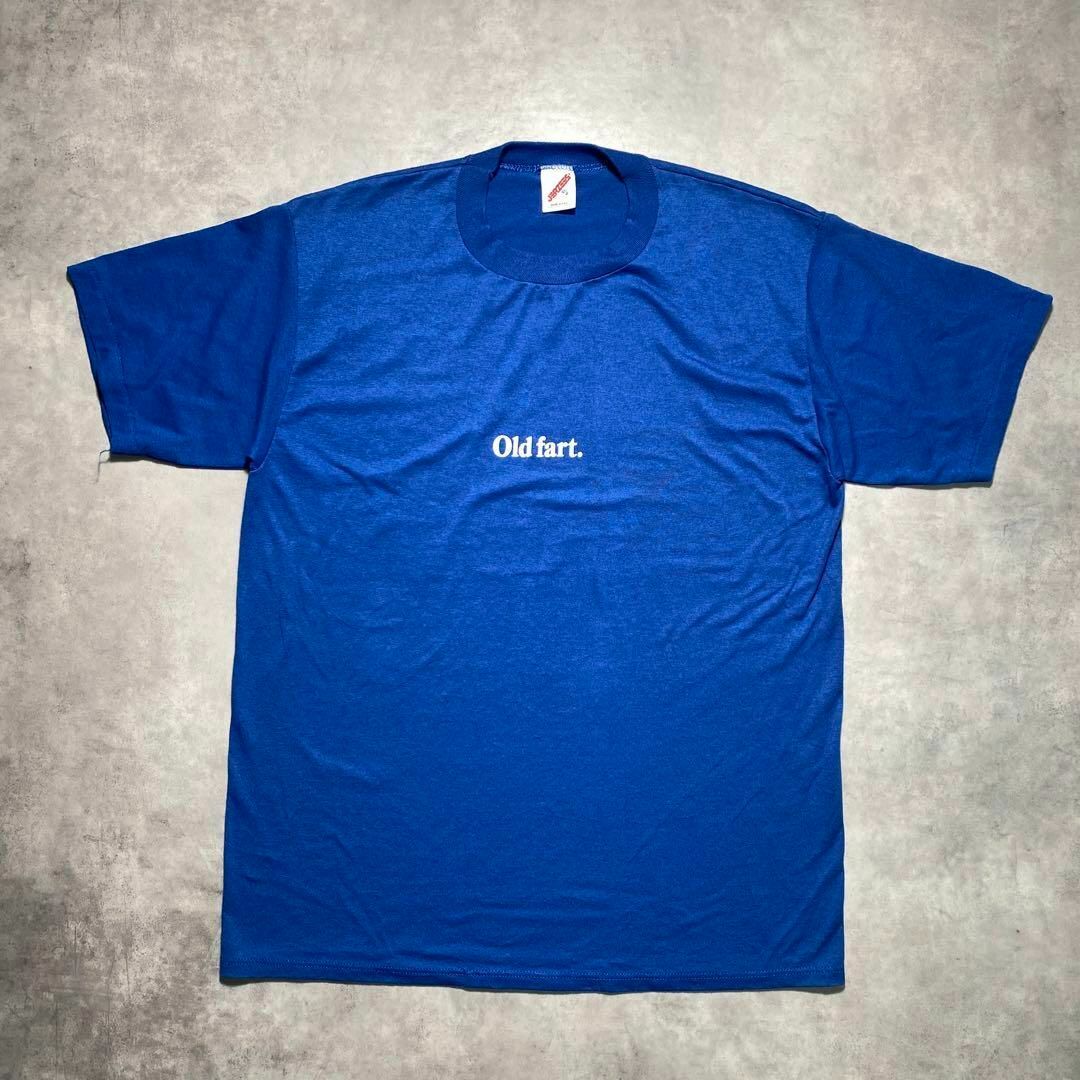 JERZEES(ジャージーズ)のOld fart. ブルーTシャツ XLサイズ JERZEES USA製 90s メンズのトップス(Tシャツ/カットソー(半袖/袖なし))の商品写真