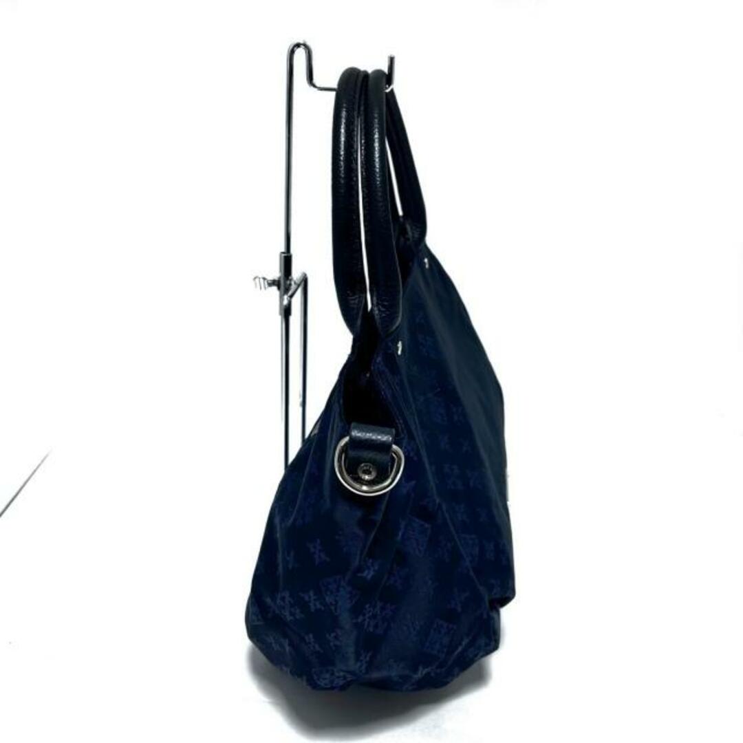 Russet(ラシット)のrusset(ラシット) ハンドバッグ ネイビー×ブルー×黒 総柄 ナイロン×レザー レディースのバッグ(ハンドバッグ)の商品写真