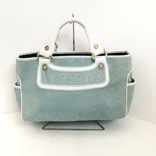 セリーヌ(celine)のCELINE(セリーヌ) トートバッグ Cマカダム柄,ブギーバッグ ライトブルー×白 型押し加工 スエード×レザー(トートバッグ)